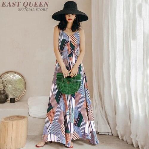 Boho chic dress summer sundress spaghetti strap pinafore maxi lace up long beach holiday casual dresses for women 2019 AA4829