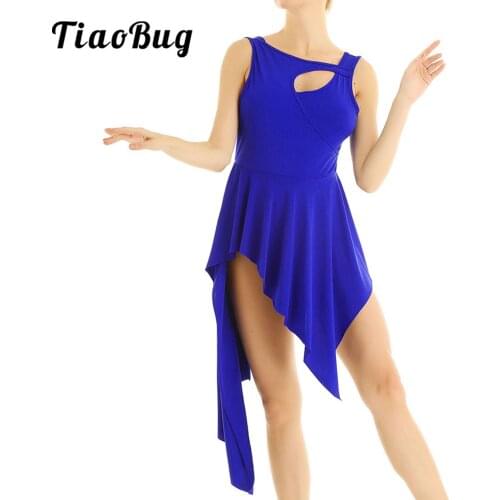 Women Sleeveless Lyrical Ballet High Low Dance Dress Leotard Costume