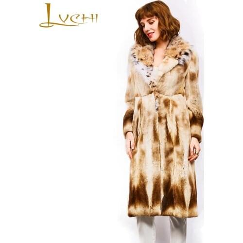 LVCHI Winter 2019 Imported Denmark Crown Velvet Mink Coat Womens Patchwork Bodcoats Coat Slim Turn-Down Collar Slim Mink Coats