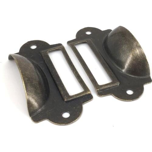 10pcs File Name Card Cabinet Handles Antique Bronze Drawer Label Pull Cabinet Frame Handle 69*35MM