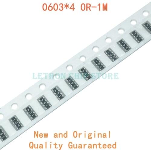 100pcs 0603*4 8P4R 2*4P Network Resistor SMD array 0 ~ 910 ohm 1K ~ 910K 2K 2.2K 4.7K 10K 22K 47K 100K 1M 1 10 100 220 470 ohms