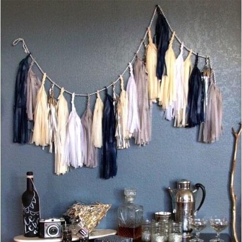 14inch 35cm 5pcs Rose Gold Black Gray Tassel Tissue Paper Tassels Party Wall Hanging Decoration Wedding Garland Birthday Bunting