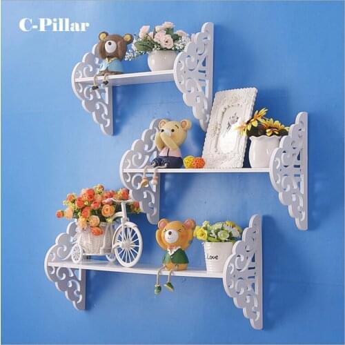 15CM Wide Carved Waterproof Wall Decorative Storage Shelf Wood Hanging Flower Rack Holders for Home Bedroom Living Room Decor