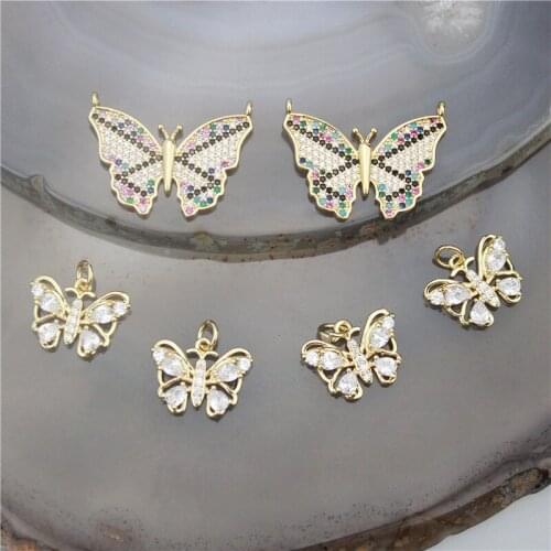 17-28mm 10pcs/lot High quality cz pendant,butterfly shape cubic zircon charm,bracelet/necklace component wholesale