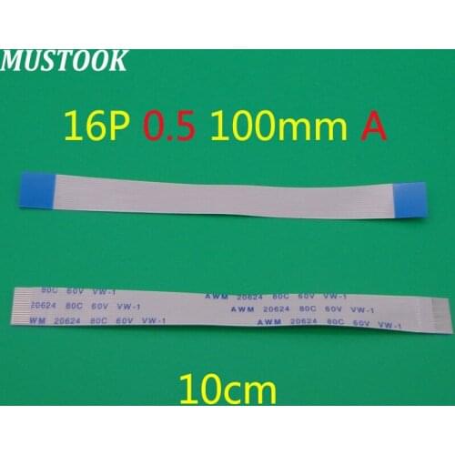 2PCS New FFC FPC 16pin flat flexible cable 0.5mm pitch forward Length 100mm 10cm Width 8.5mm Ribbon 16p Flex Cable Type A
