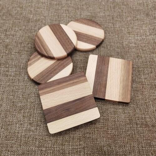 2 Styles Coffee Mat Creative Wooden Coasters Tray for Pastoral Style Anti-scald Table Mats Coasters Bowl Pot Tea Set Mat