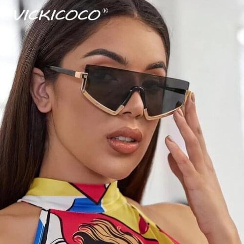 2021 Vintage Triangle Cat Eye Sun Glasses Women Luxury Brand One Piece Half Frame Sunglasses Men Oversized Gradient Shades UV400