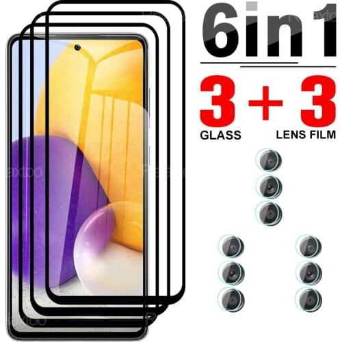 6 In 1 Full Cover Tempered Glasses Protective For Samsung Galaxy A72 4G Or 5G Screen Protector Camera Lens Film For Sansung A 72