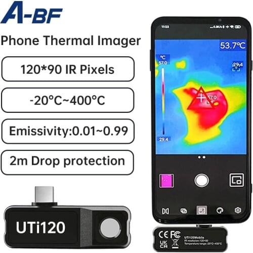 A-BF UTi120 Mobile Phone Thermal Imager -20°C~400°C Infrared Thermal Camera for Phone Android House Heat Detection Type-C USB