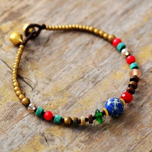 Bohemian Bracelet Jaspers Crystal Beads String Braided Strand Bracelet Vegan Handmde Jewelry for Women