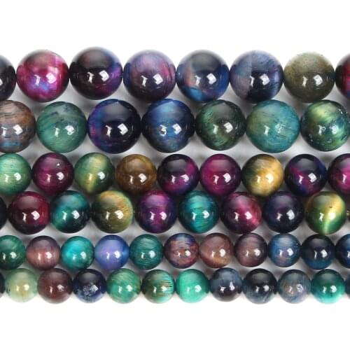 Colorful Tiger Eye Natural Stone Beads Round Loose Beads For Jewelry Making DIY Bracelets Necklace Accessories Beads 6/8/10MM