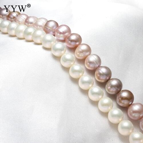 Cultured Potato Freshwater Pearl Beads 9-10mm Loose White Natural Pearl For Necklace Bracelet Jewelry Making 15.7/15 Inch Strand