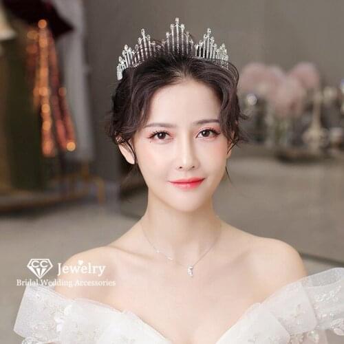 CC Crown Tiara Hairband Wedding Hair Accessories for Women Bridal Luxury Hairwear Simple Hollow Design Shine Cubic Zircon HG1266