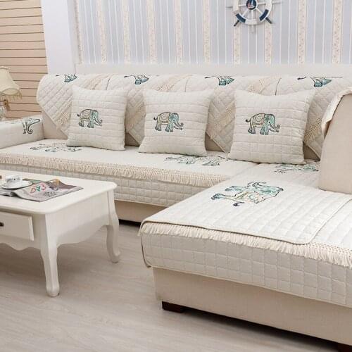 Animal Embroidery Tassel Sofa Cover Katoen antislip Sofa Handdoek Stoelbekleding Matten Living/Tekening Kamer Decoratieve L-vorm