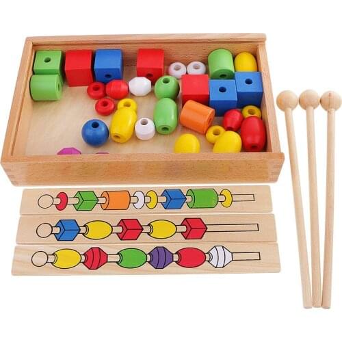Kids Children Montessori Beads Hand-eye Coordination Exercise Game Education Toy Teaching Aid