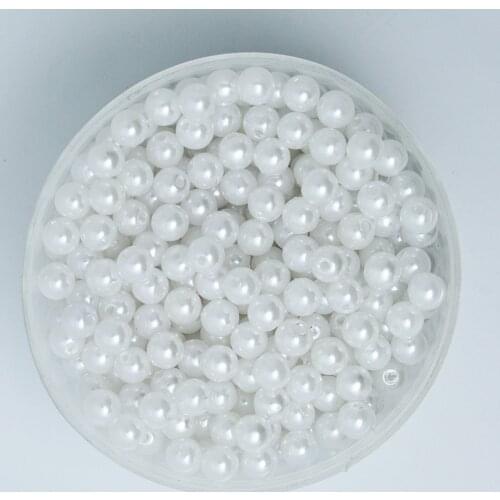 Hot Selling 1000 Pcs White Color Acrylic Plastic Beads Pearl Imitation Round Beads 6mm Dia. (PS-BSG02-02WH)