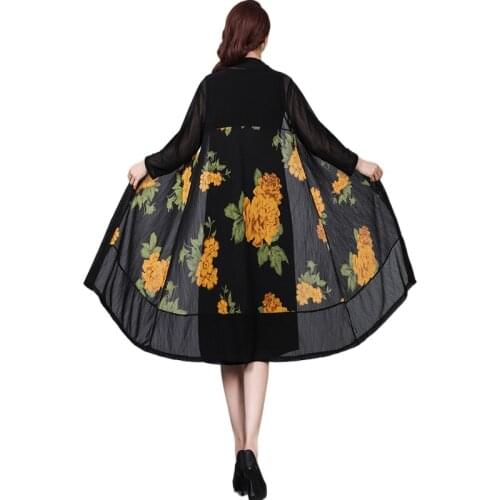 Kimono Cardigan Mujer Transparent Autumn Cardigan Women Long Printed Cardigans Korean Fashion clothing Shirt 2021 Plus Size 5XL