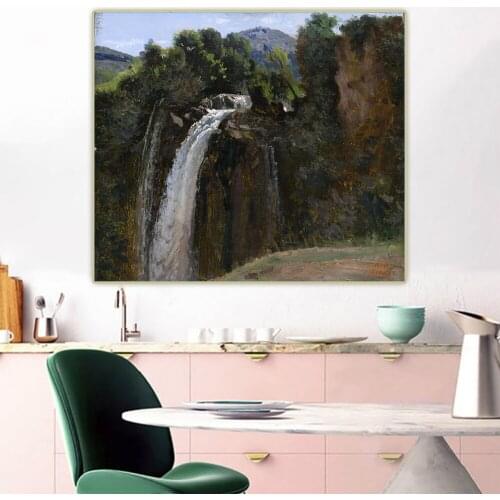 Citon Jean Baptiste Camille Corot《Waterfall at Terni》Canvas Oil painting Artwork Picture Background Wall Decor Home Decoration