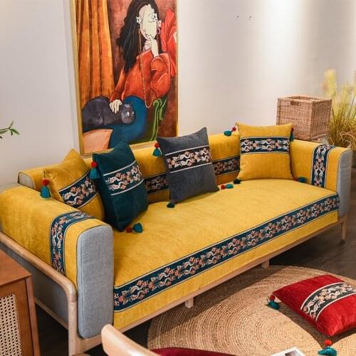 Classical Romance Chenille Sofa Towel Luxury Thicken High Grade Soft Smooth Universal Sectional Sofa Cover Anti-slip Couch Cover