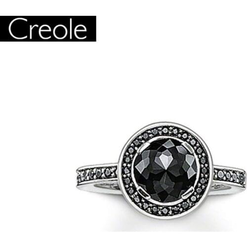Rings Black Round 925 Sterling Silver & Zirconia Trendy Gift For Women Europe style Love Ring New Fashion Jewelry