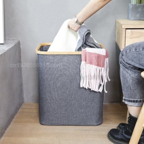 Dirty Clothes Hamper Clothes Sorting Toy Storage Basket Japanese Style Dirty Clothes Hamper with Lid Multifunctional Foldable