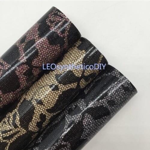 1PC 21X29CM Lace Glitter Leather, Smooth Faux Leather Fabric, Synthetic Leather Fabric For Making Bows LEOsyntheticoDIY T351A