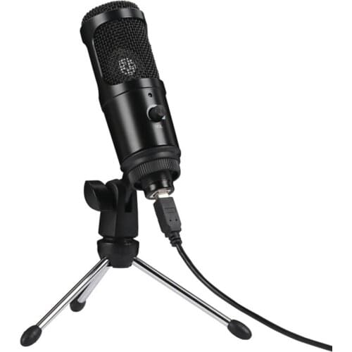 Condenser Dynamic Microphone Mic with Mini Tripod Stand for PC Laptop Games Music Recording Online Chatting Singing Live