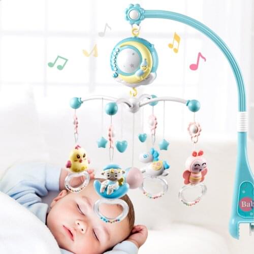 Baby Crib Remote Mobiles Rattles Music Educational Toys Rotating Bed Bell Nightlight Rotation Carousel Cots 0-12M Newborns