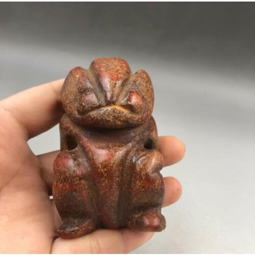 Neolithic Age China Old Hongshan Culture Jade Hand Carved Red Sun God Pendant Collection Ornaments Statues for Decoration