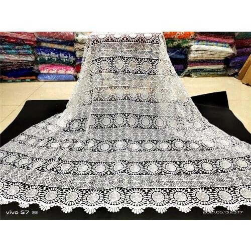 Latest 2021 High Quality African Tulle Lace Fabric Embroidery Swiss French Cotton Guipure Sequins Wedding Party Dress 5yards