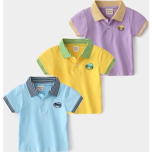 Summer New Baby Boys Short Sleeve Polo Shirts 2-7y Children Lapel Solid Color Clothes Kids Cotton School Uniform Polos Out