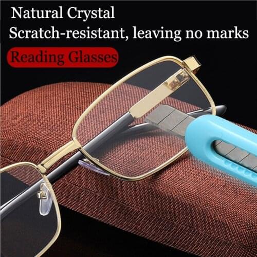 2021 Fashion Natural Crystal Reading Glasses unisex Anti Blue Ray Readers Anti-fatigue glass Spectacles Metal Frame +1.0 To +4.0