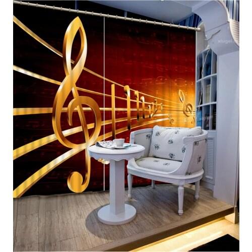 Customized size Luxury Blackout 3D Window Curtains For Living Room music curtains Blackout curtain