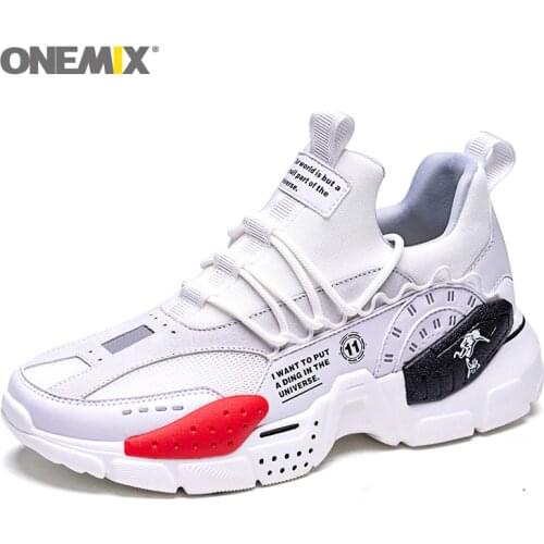 ONEMIX Men Sneakers Technology Style Leather Damping Athletic Trainers Outdoor Walking Women Comfortable Sport Boy Running Shoes