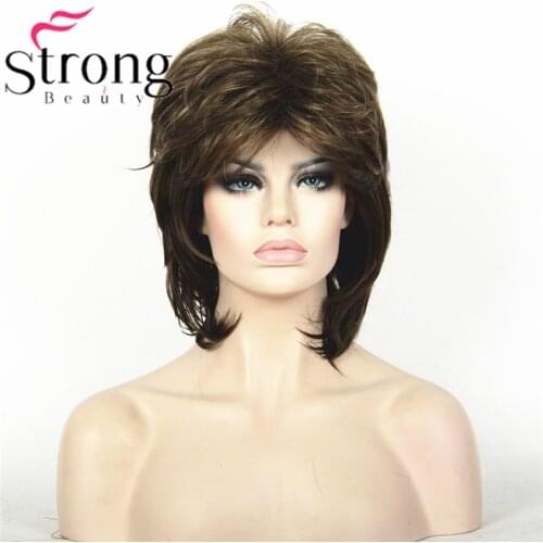 StrongBeauty Short Brown Mix Choppy layered Shag Full Synthetic Wig Womens Wigs COLOUR CHOICES