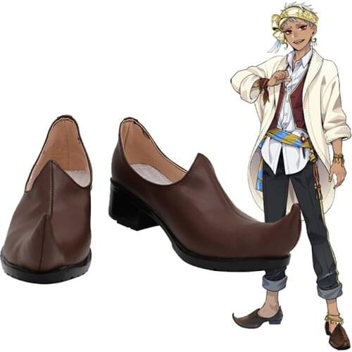 Twisted Wonderland Kalim Al-Asim Cosplay Shoes Brown Boots Custom Made Any Size