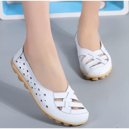 New Women Flats Leather Flat Shoes Slipper Loafers Ballet Shoes Female Moccasins Big Size 35-44