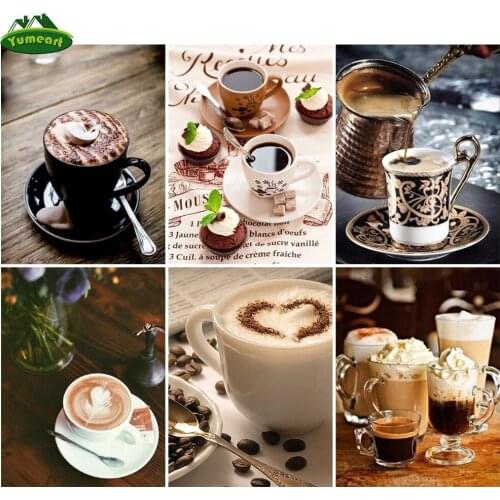 Yumeart 5D Diamond Painting Full Drill Square Drill Coffee Cross Stitch Diamod Embroidery Cup Bead Picture Kits Wall Decoration