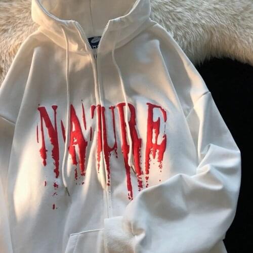 Women Hoodie Harajuku Korean Version Loose Oversized Sweatshirts Long-sleeved Hooded clothes cardigan vintage streetwear album