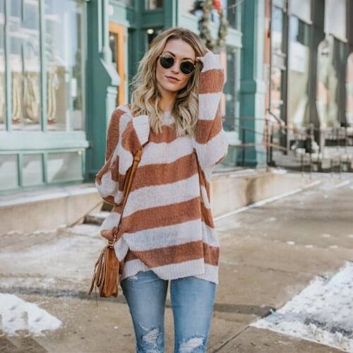 Woman Sweaters Womens Round Neck Loose Large Size Fashion Casual Sweater Top Fall 2021 Women Street Style