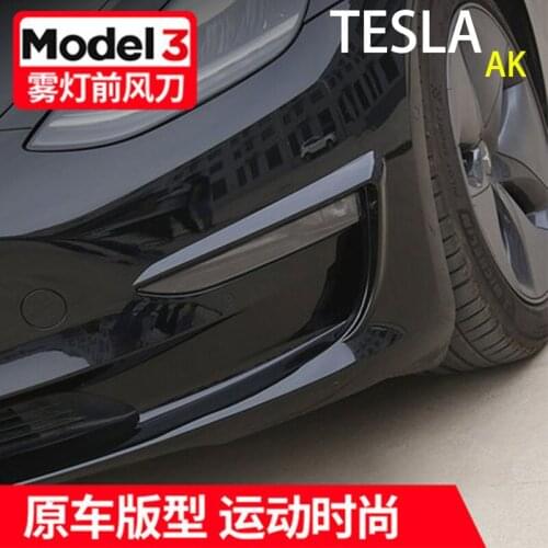 1 pair Sport style Carbon fiber Front bumper Air knife For Tesla Model 3 2017 2018 2019 year model 3 Front fog lights decorative