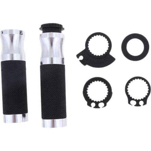 1 Pair Motorcycle Handlebar Grips CNC 7/8" w/ Throttle Tube for ATV Dirt Bike