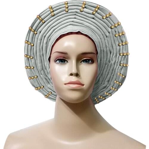 2018 african aso oke headtie bead headwraps auto gele nigerian asobi headtie headwear african turban