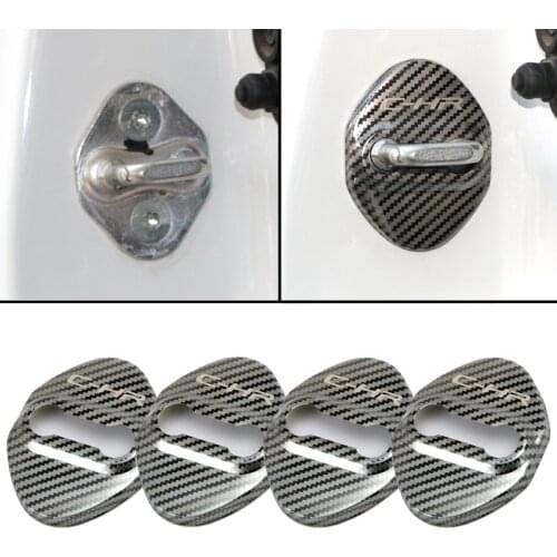 4pcs New Car Carbon fiber pattern Auto Door Lock Cover Case For Toyota CHR Corolla Rav4 C-HR Camry accessories Car-Styling