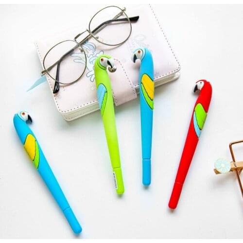 48PCS 0.5mm Gel Pen Childrens Cartoon Parrot Ball Pen Student Stationery Signature Pen Gift Kawaii School Supplies Stationery