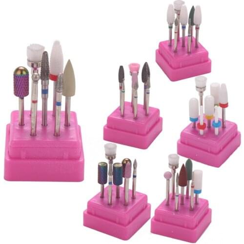 7 Pcs Ceramics Tungsten Steel Grinding Head Electric Manicure Drill Machine Accessories Manicure Supplies Nail Art Tool