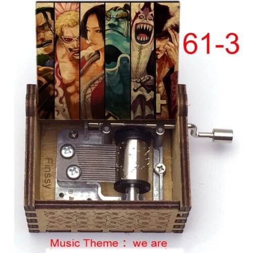 Anime one piece music theme we are Wooden Music Box Hand figure Mihawk Hancock zoro luffy color print cosplay fans BirthdayGift