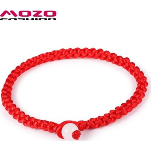 MOZO FASHION Unisex Jewelry Simple Style Classic Lucky Red String Braided Rope Men Women Hand Strap Charm Bracelet Gifts MHS001