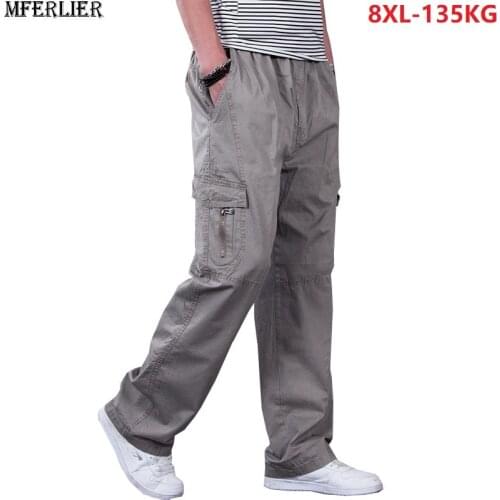 Men army green cargo pants pockets military style pants summr man out door Straight pants big size 6XL 7XL 8XL trousers black