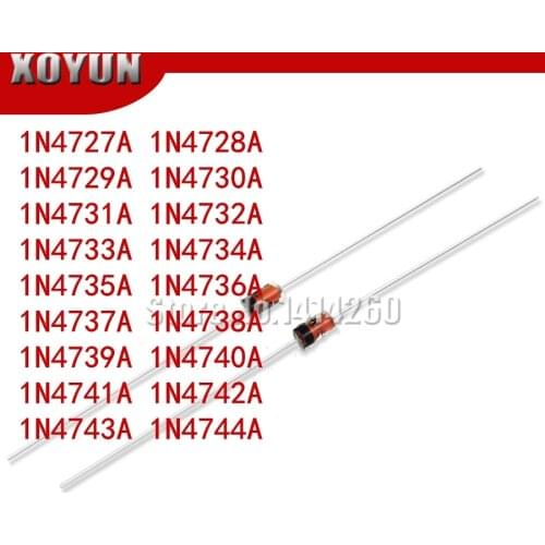 100pcs 1W Zener diode DO-41 3V 3V3 3V6 3V9 4V3 4V7 5V1 5V6 6V2 6V8 7V5 8V2 9V1 10V 11V 12V 13V 15V 1N4733A 1N4742A 1N4728A